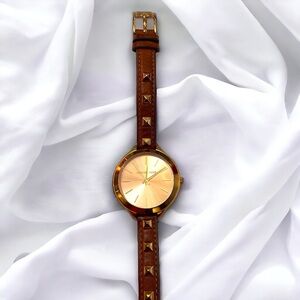 Vntg Michael Kors Leather Studded Wrap Bracelet